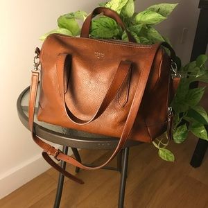 Brown leather Fossil purse/ handbag « Rachel »